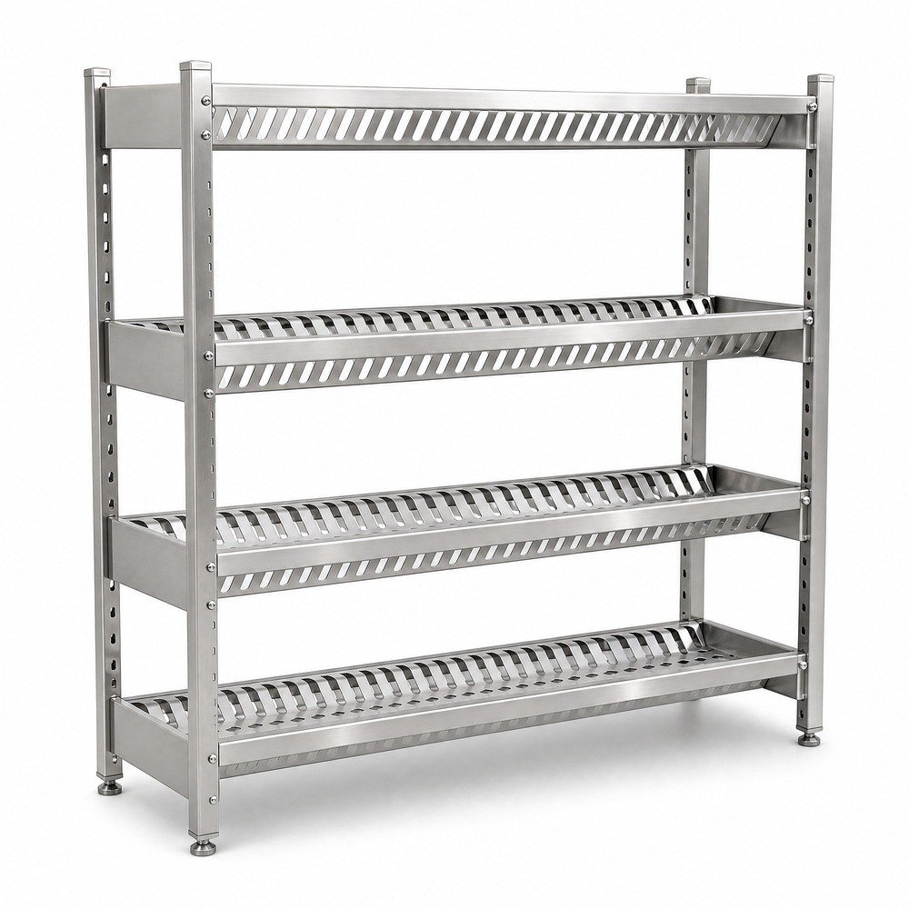 4 Tier Stainless Steel Shelf With Punched Panels — product overview