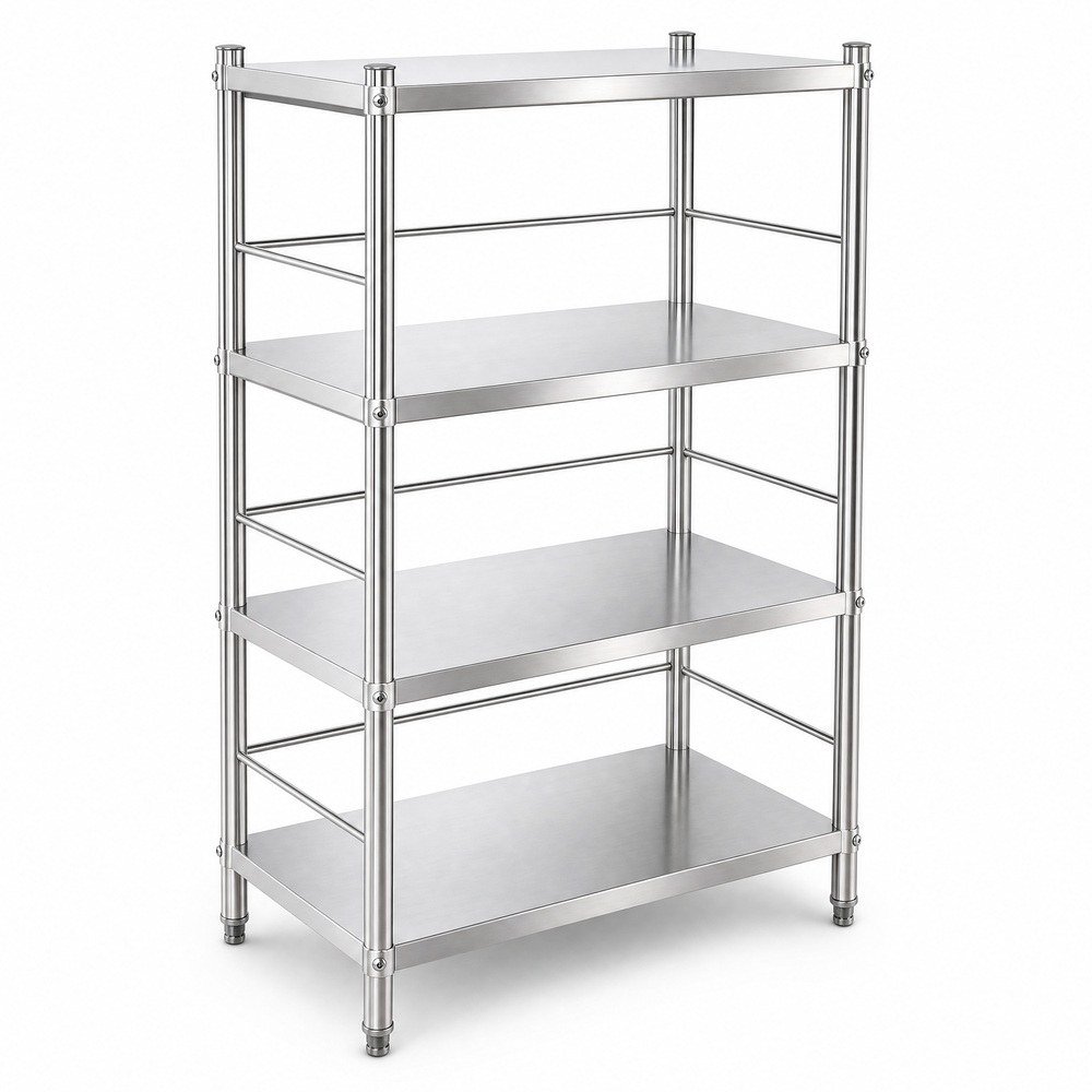 4 Tier Stainless Steel Shelf With Solid Panels — product overview