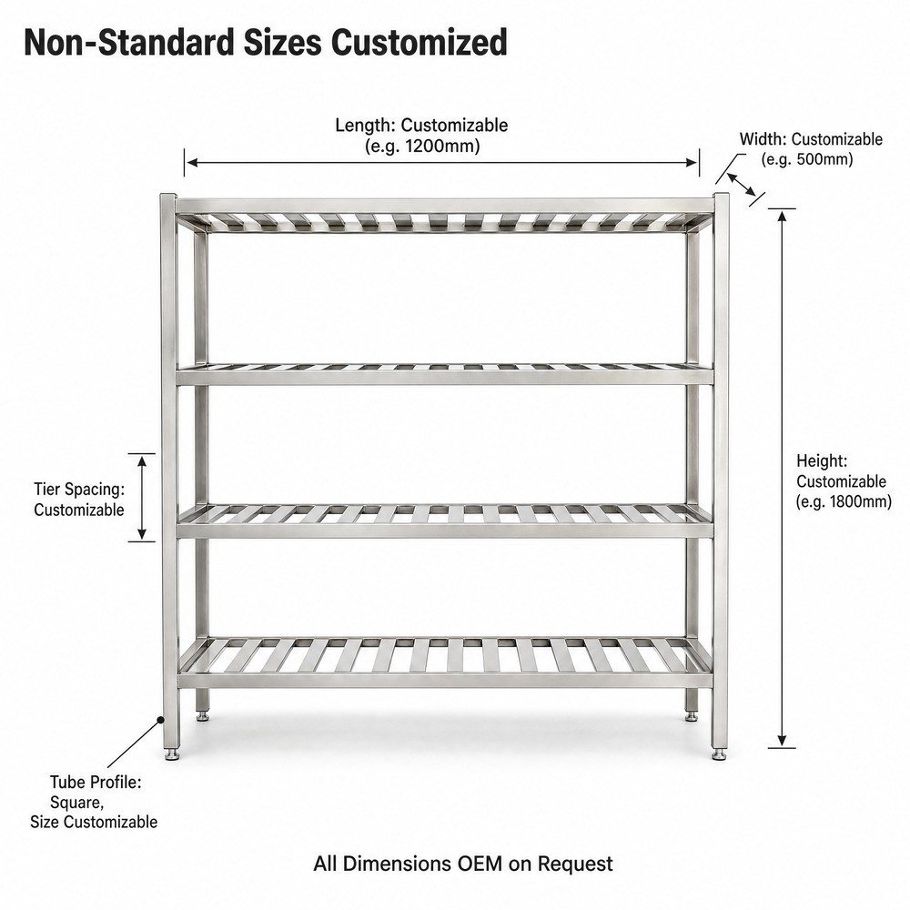 4-Tier Stainless Steel Storage Shelf — dimensions