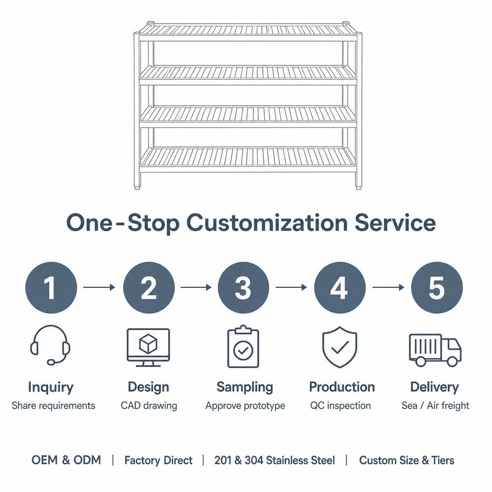 4-Tier Stainless Steel Storage Shelf — OEM/ODM customization process
