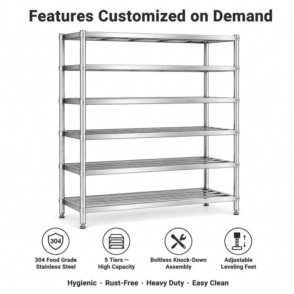 5-Tier Stainless Steel Storage Shelf — key features