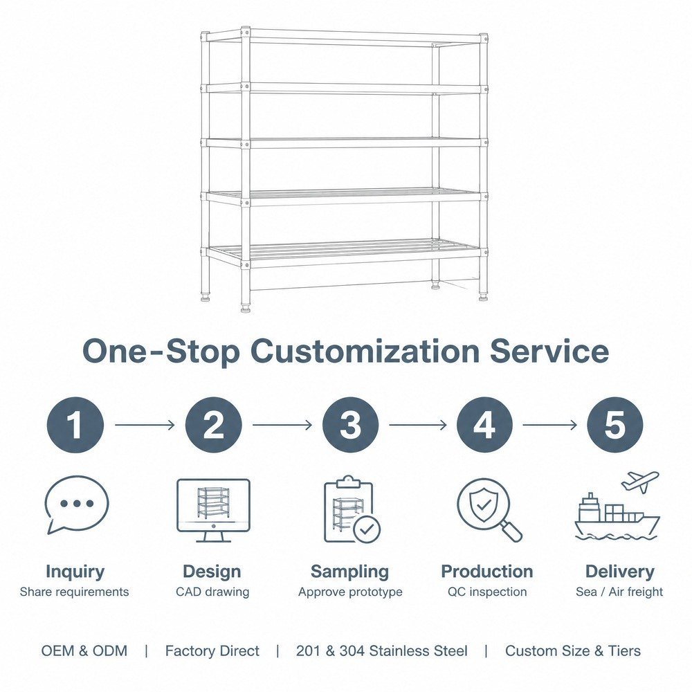 5-Tier Stainless Steel Storage Shelf — OEM/ODM customization process