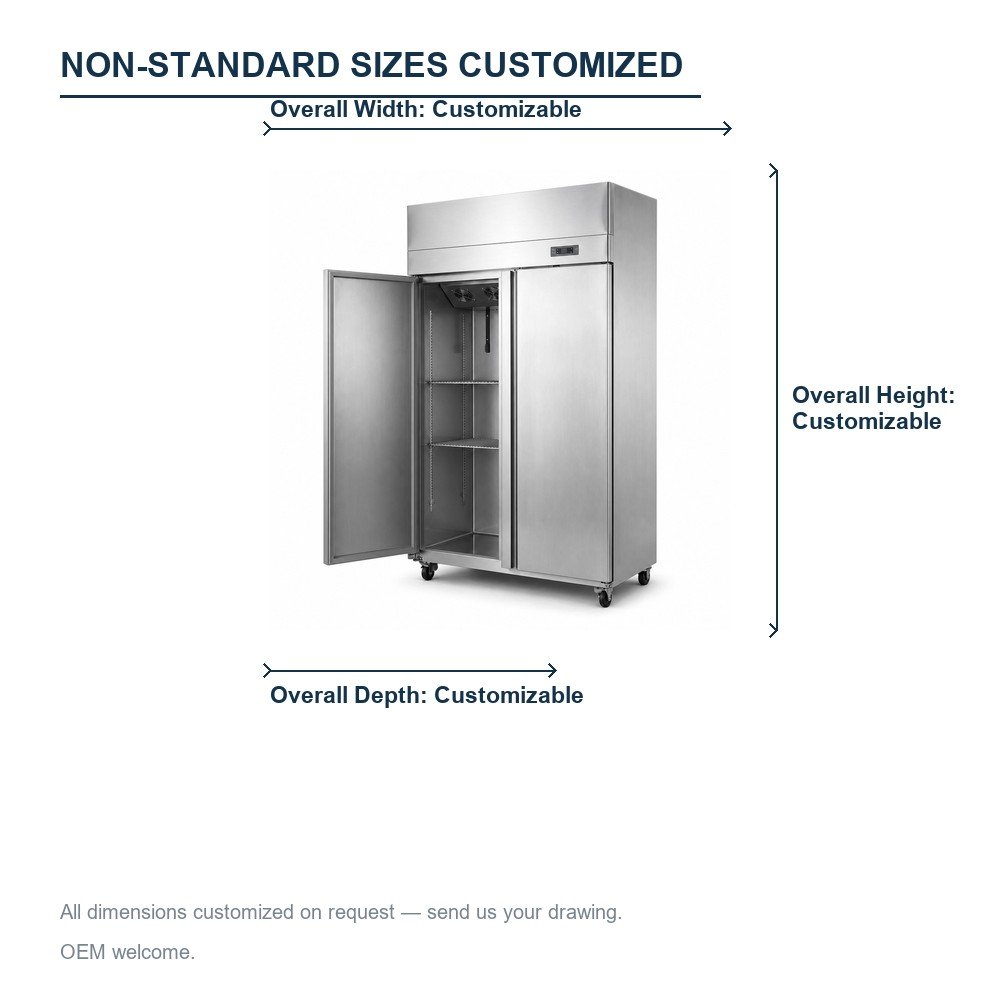 Commercial 2-Door Stainless Steel Refrigerator — dimensions