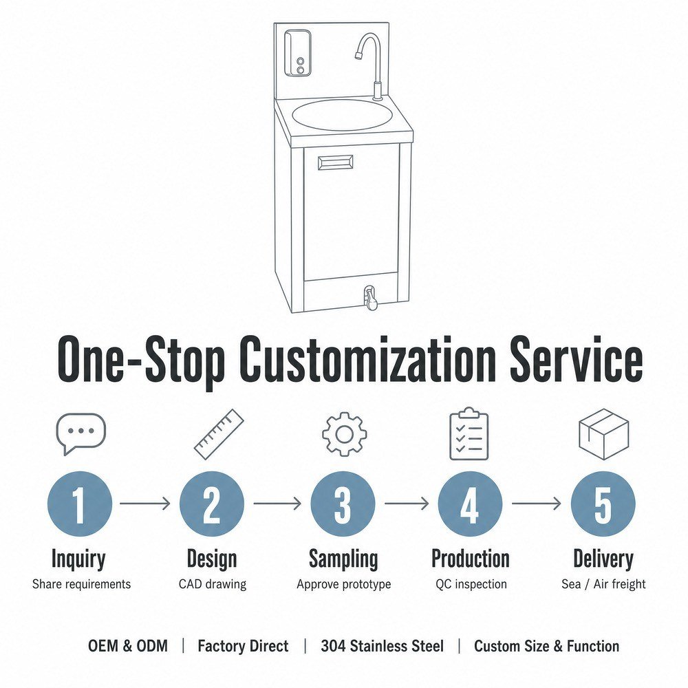 Commercial Hand Wash Sink with Foot Pedal — OEM/ODM customization process