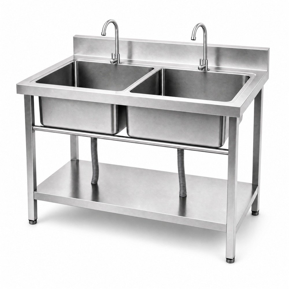 Double Bowl Sink with Two Faucets — product overview
