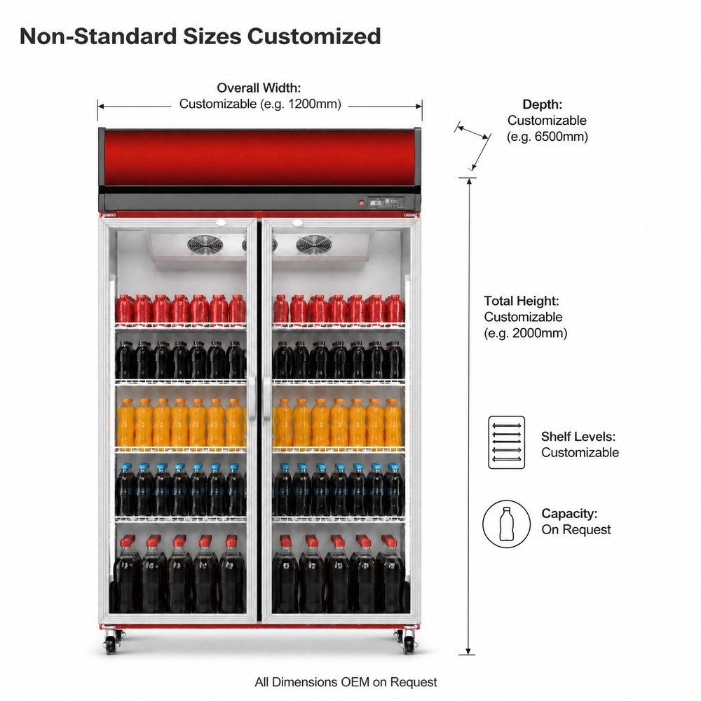 Double Door Glass Beverage Cooler — dimensions