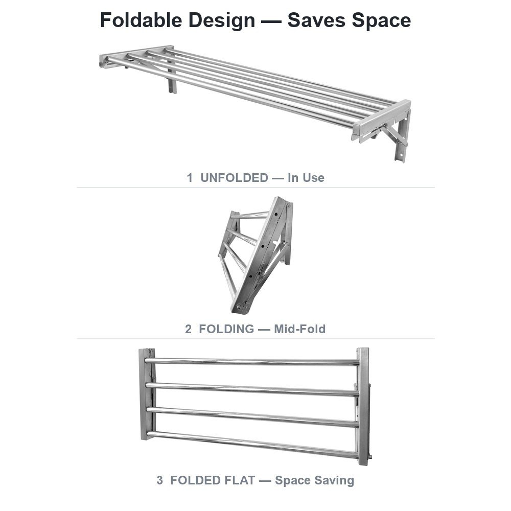 Foldable Wall-Mounted Stainless Steel Shelf — available configurations