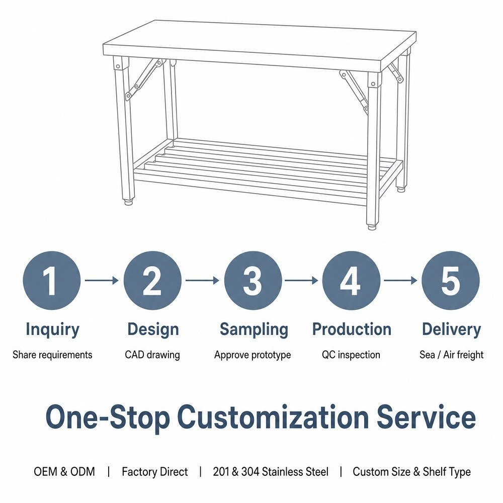 Folding Stainless Steel Work Table — OEM/ODM customization process
