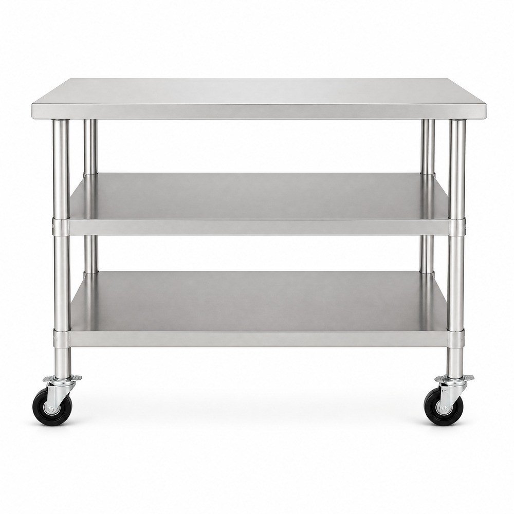 Mobile 3-Tier Stainless Steel Work Table — product overview
