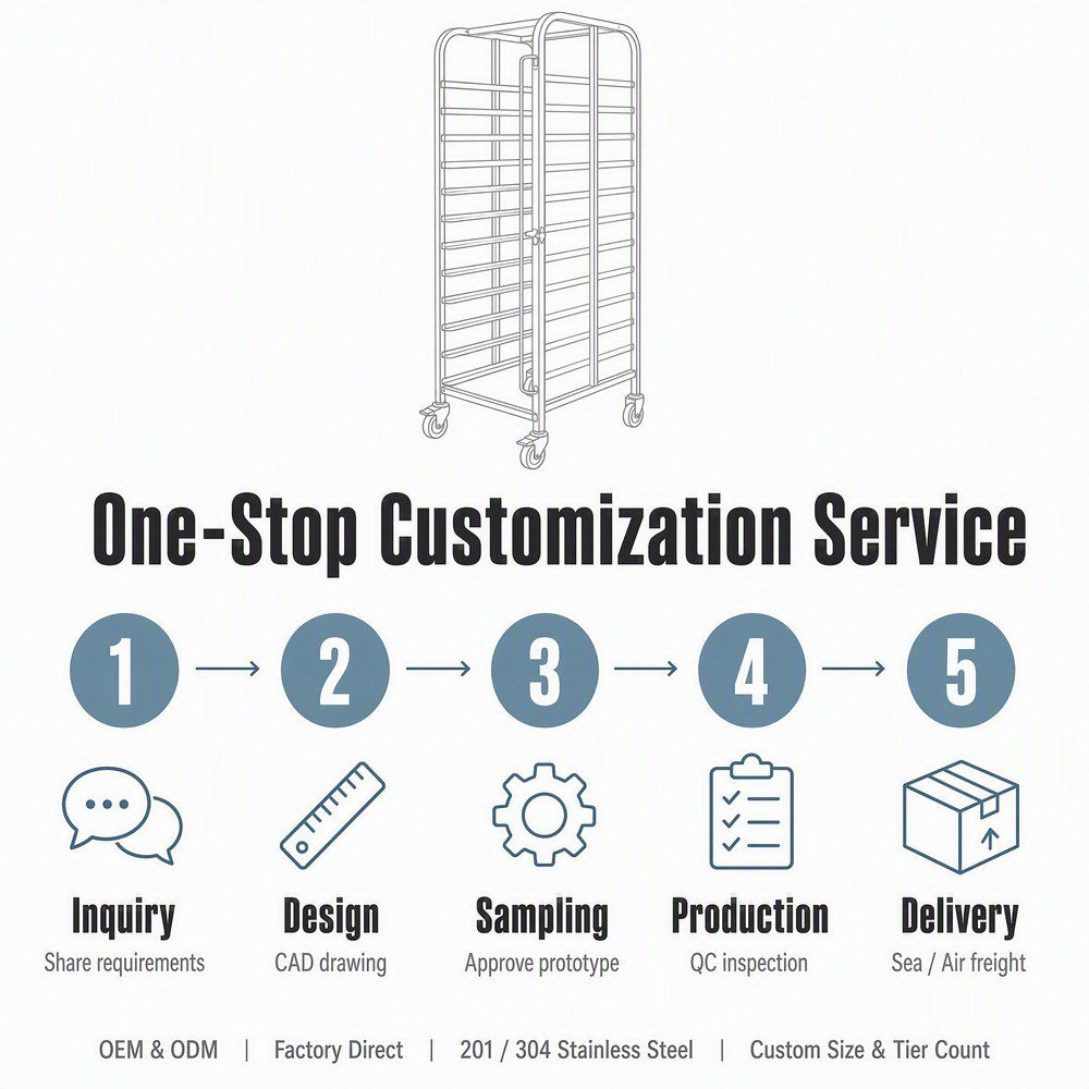 Mobile Sheet Pan Rack Trolley &mdash; OEM/ODM customization process