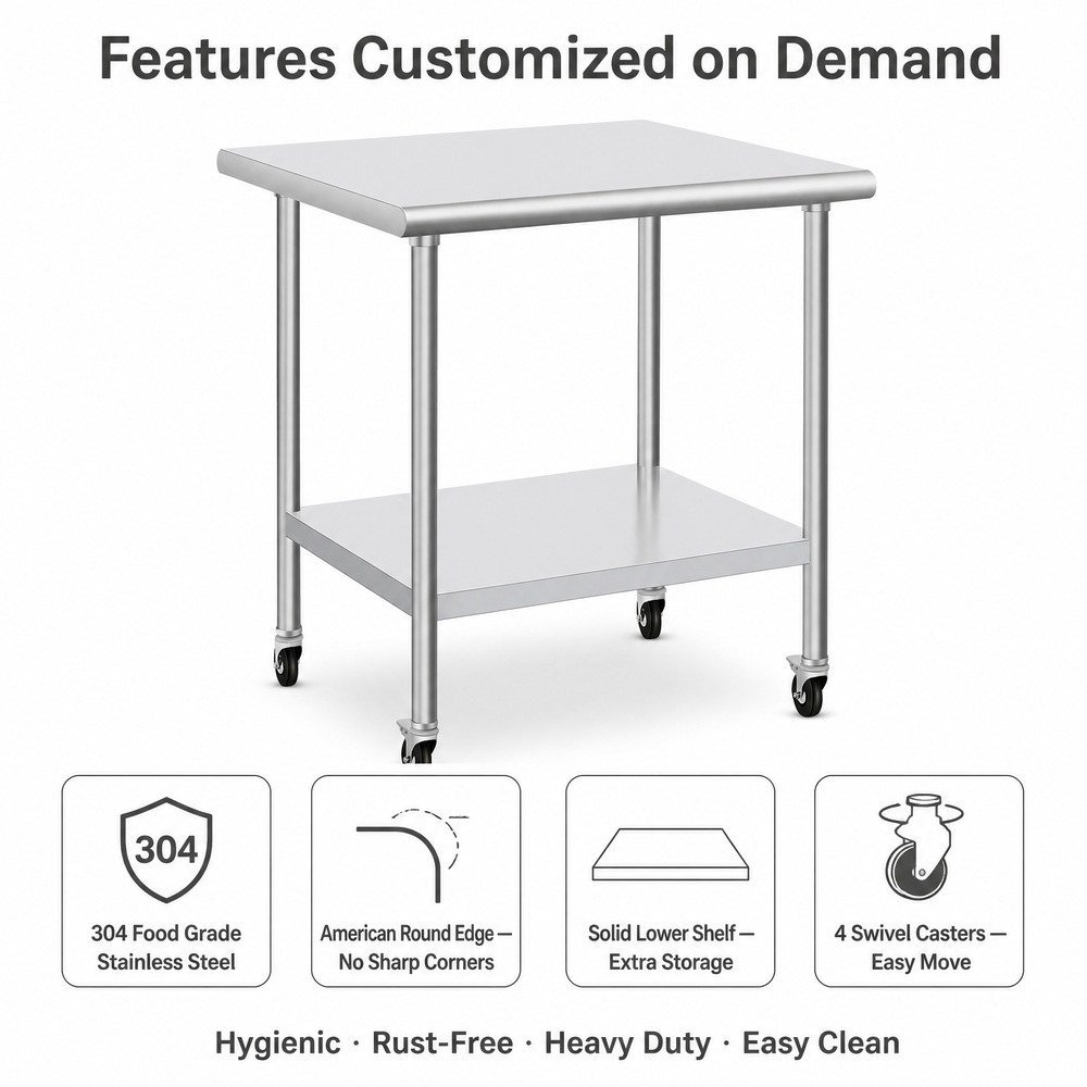 Mobile Stainless Steel Work Table — key features