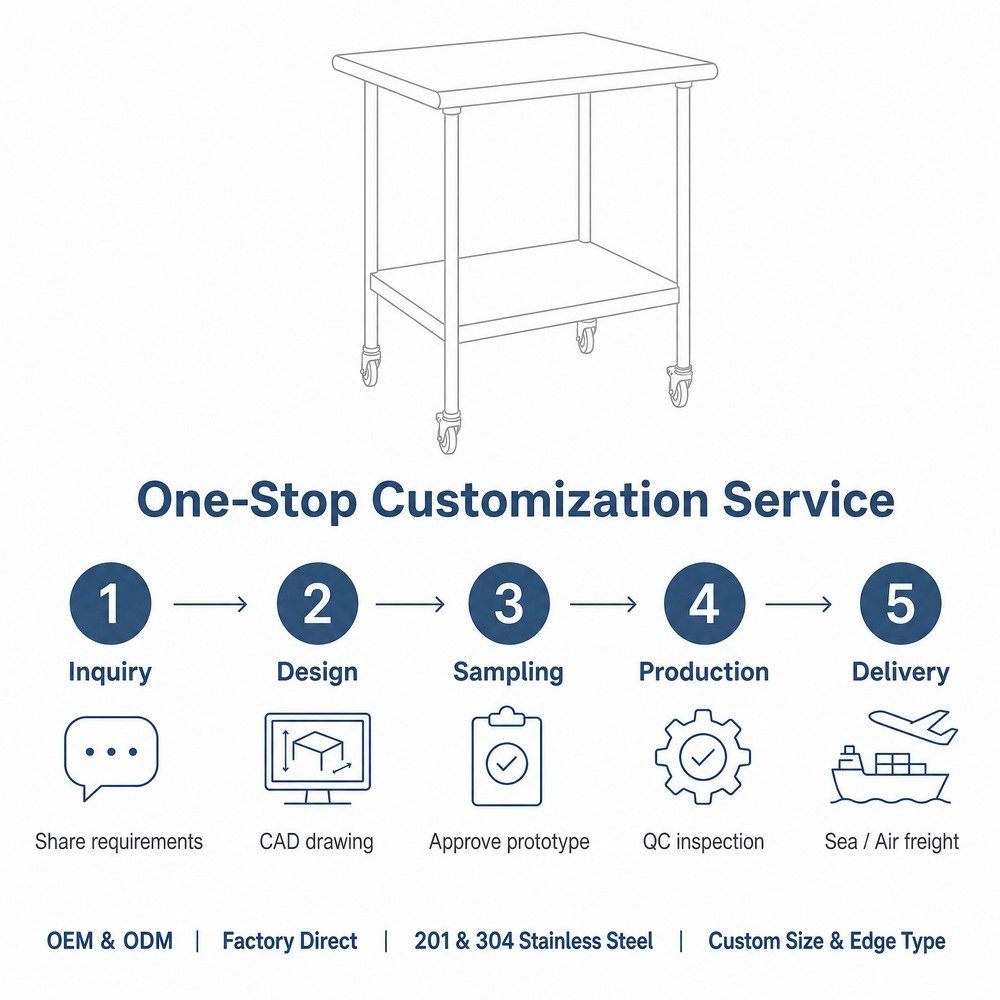 Mobile Stainless Steel Work Table — OEM/ODM customization process