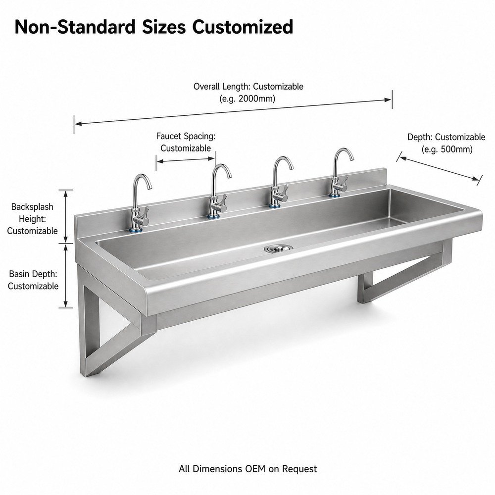 Multi-Station Trough Sink — dimensions