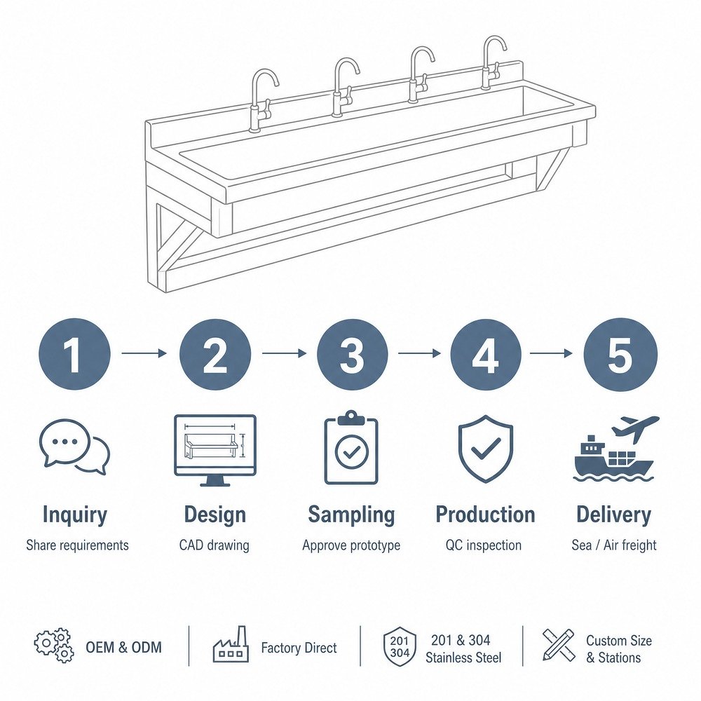 Multi-Station Trough Sink — OEM/ODM customization process