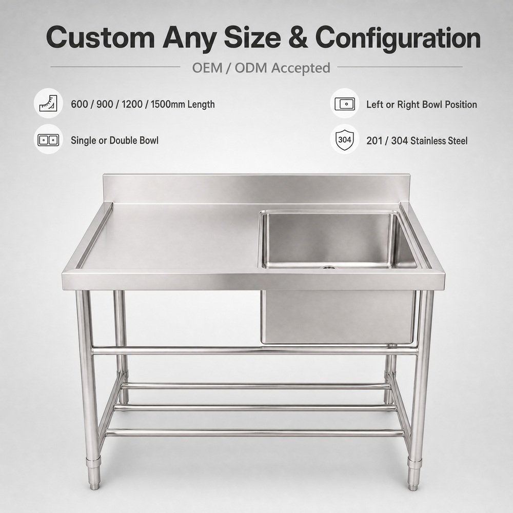 Single Bowl Sink with Left Drainboard — available configurations