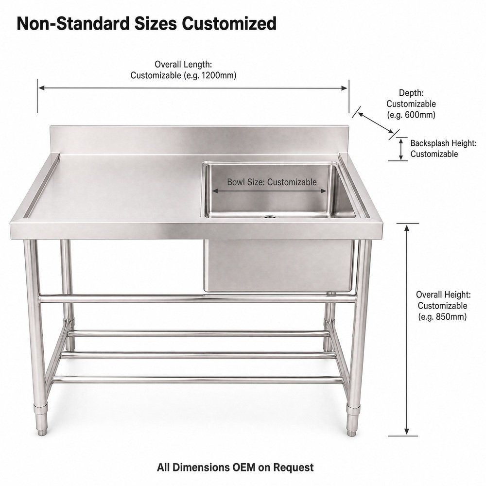 Single Bowl Sink with Left Drainboard — dimensions