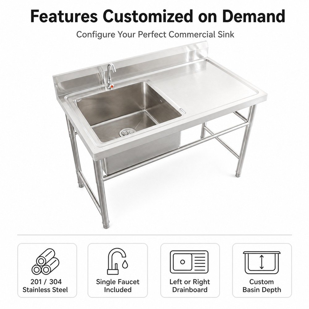 Single Bowl Sink with Right Drainboard — key features