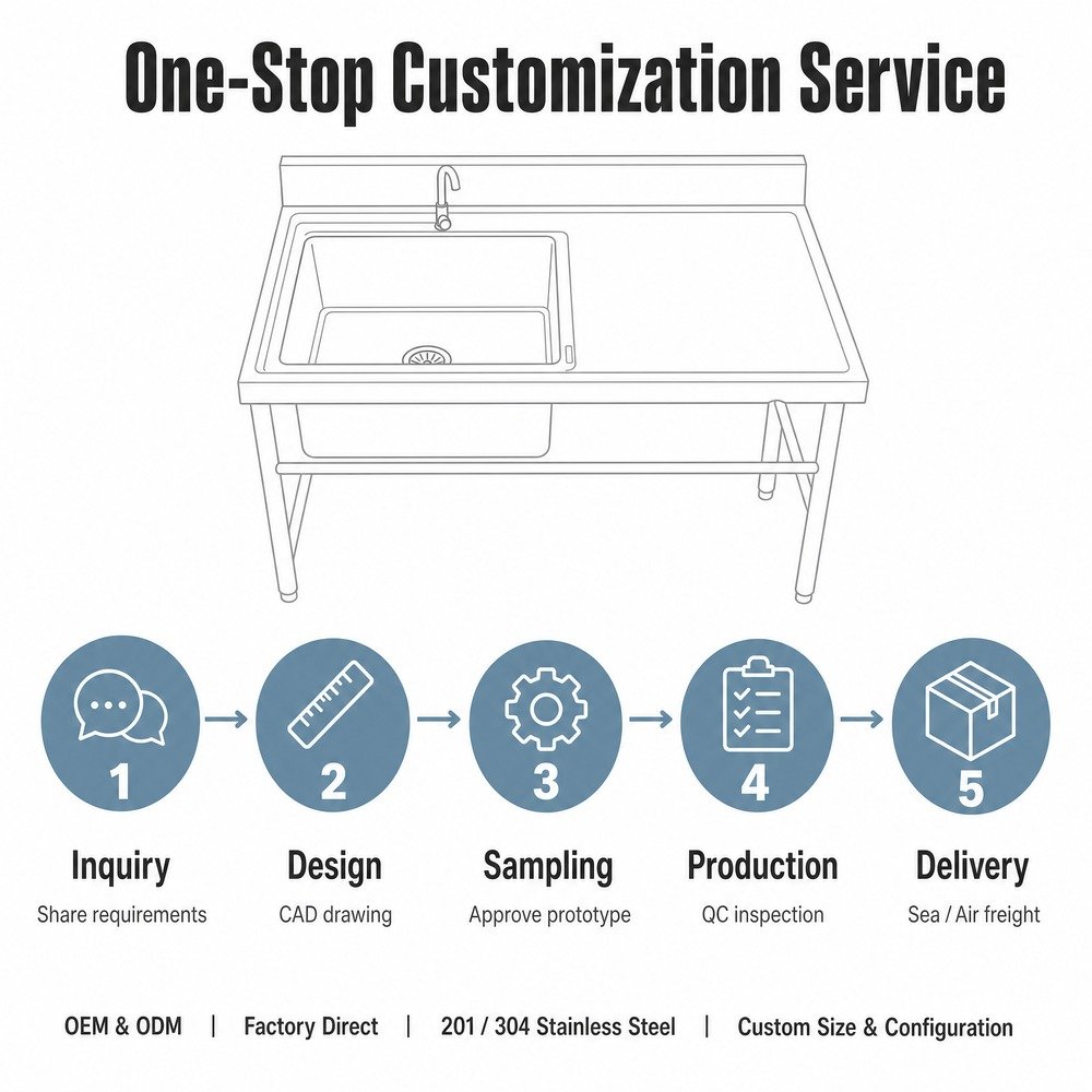Single Bowl Sink with Right Drainboard — OEM/ODM customization process