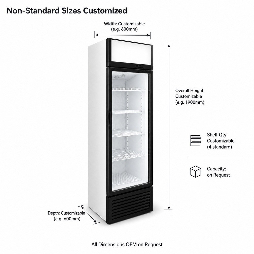 Single Door Glass Display Cooler — dimensions