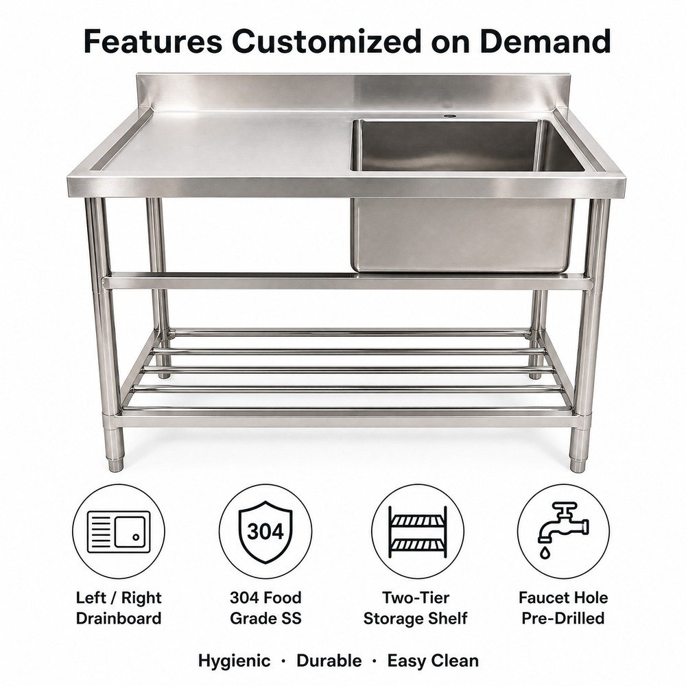 Sink Work Table with Undershelf — key features