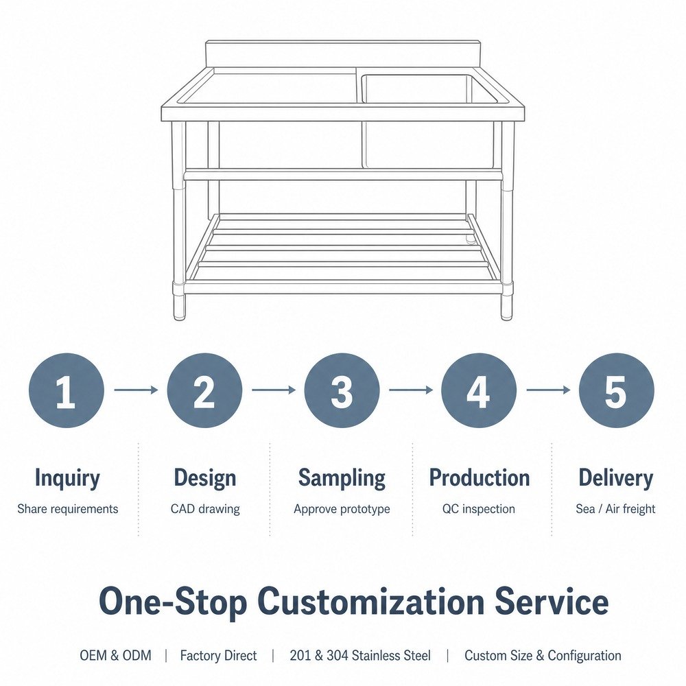 Sink Work Table with Undershelf — OEM/ODM customization process