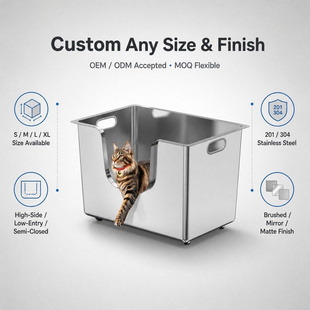 Stainless Steel Cat Litter Box &mdash; available configurations