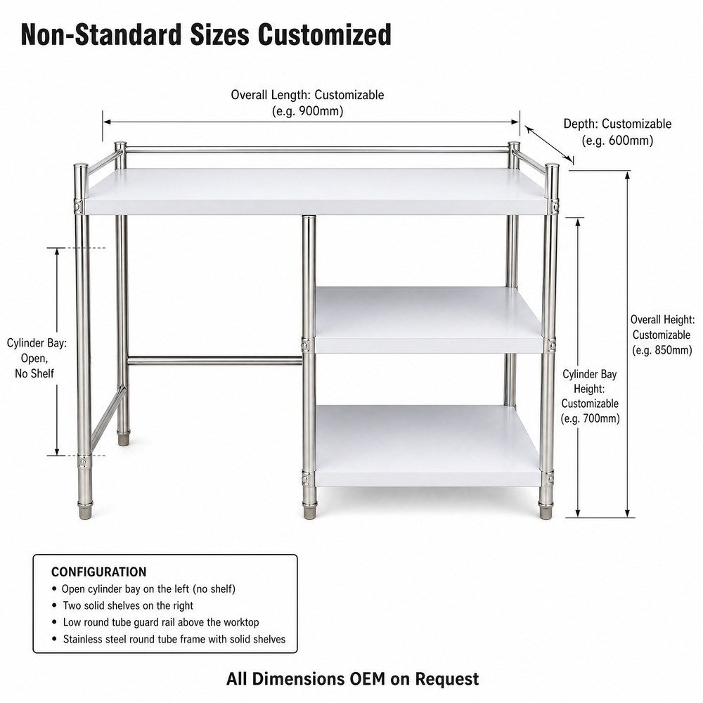 Stainless Steel Gas Cylinder Storage Rack — dimensions