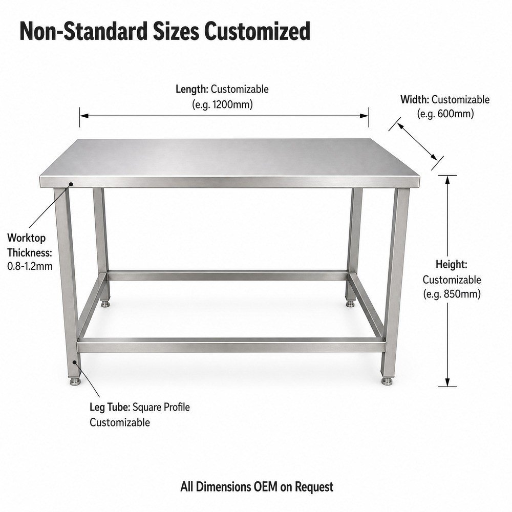 Stainless Steel Work Table — dimensions