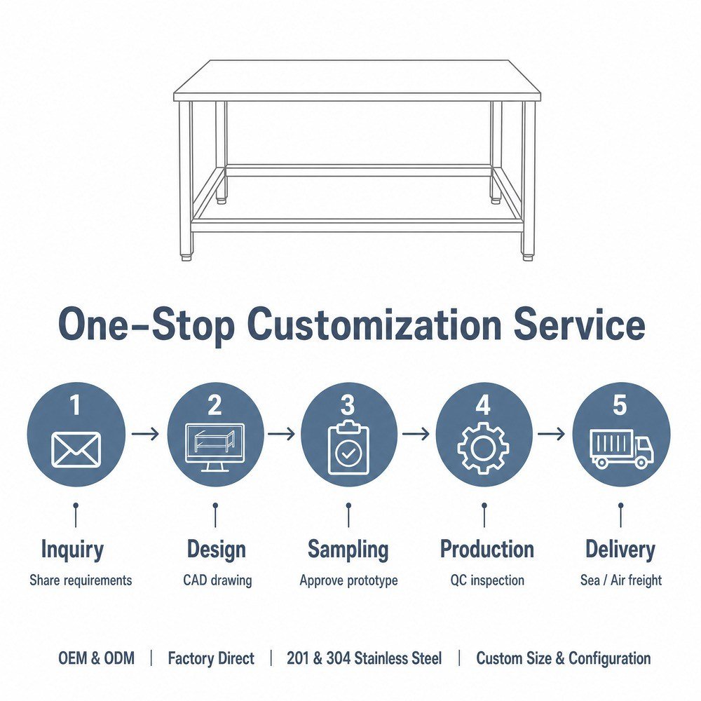 Stainless Steel Work Table — OEM/ODM customization process