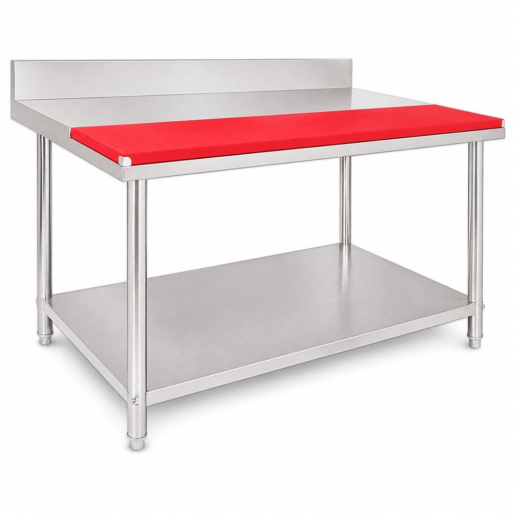 Stainless Steel Work Table with Cutting Board & Backsplash — product overview