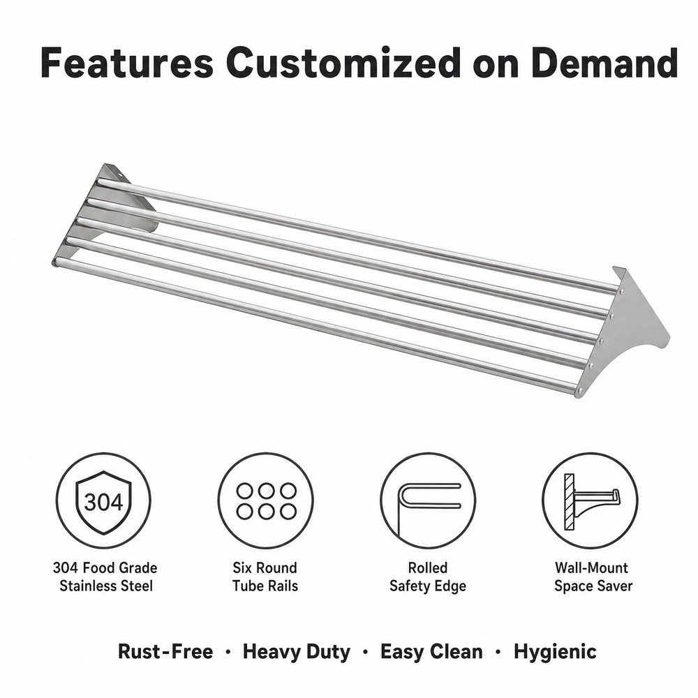 Wall-Mounted Stainless Steel Shelf Rack — key features